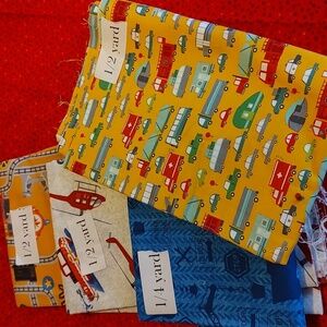 Whimsical Fabric Cars Truck Police Transport Theme 3 Yards. 100% Cotton